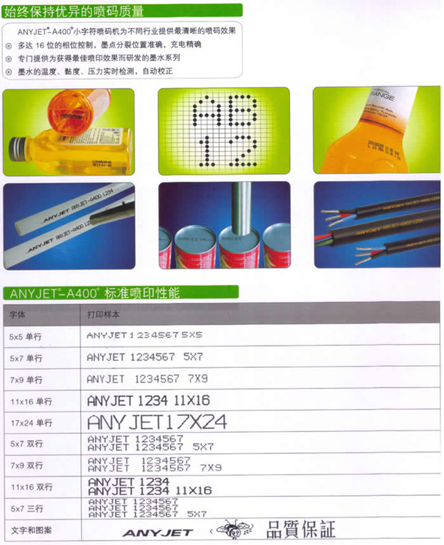 愛捷A400+噴碼機優(yōu)異的噴碼質(zhì)量及噴碼樣本