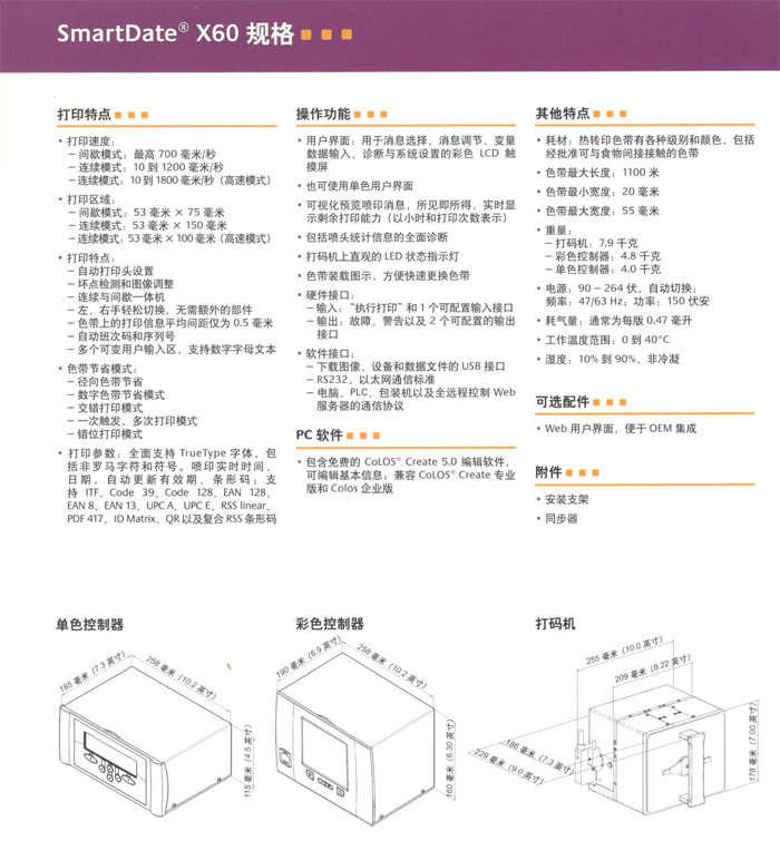 馬肯依瑪士X60熱轉(zhuǎn)印打碼機打印特點及操作功能